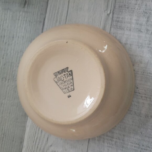Vintage Jackson Vitrified Heavy Tan Ceramic Bowl 6" Diameter Made In USA - Picture 3 of 4